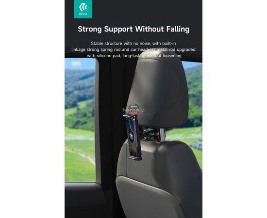 Devia univerzális fejtámlára szerelhető telefon/tablet autós tartó 5 - 12 '' méretű készülékekhez - Devia Magic Clip Car Back Seat Tablet Bracke - fekete