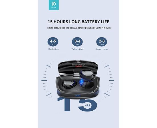 Devia TWS Bluetooth sztereó headset v5.0 + töltőtok - Devia Joy A9 Game Series True Wireless Earphones with Charging Case - fekete