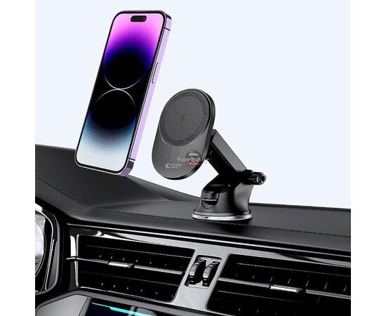 Tech-Protect Qi vezeték nélküli, szellőzőrácsba illeszthető/műszerfalra szerelhető autós tartó/gyorstöltő MagSafe vezeték nélküli funkcióval - Tech-Protect MM15W-V1 - fekete