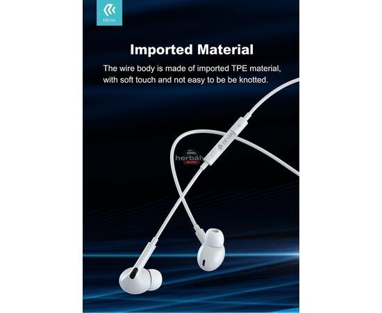 Devia sztereó felvevős headset USB Type-C csatlakozóval - Devia Smart Series In-Ear Wired Earphone with Type-C (Digital) - fehér