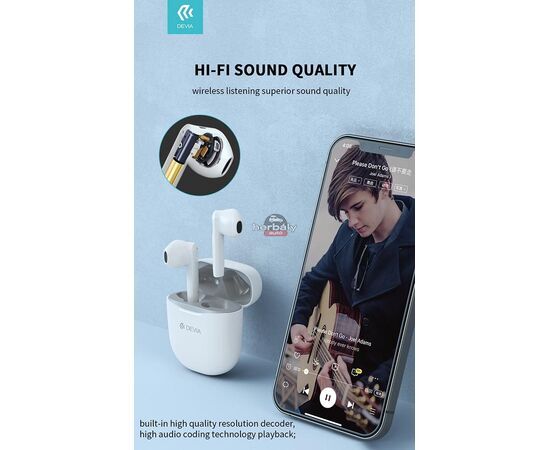 Devia TWS Bluetooth sztereó headset v5.0 + töltőtok - Devia Joy A10 Series True Wireless Earphones with Charging Case - fekete