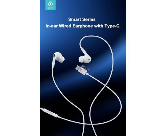 Devia sztereó felvevős headset USB Type-C csatlakozóval - Devia Smart Series In-Ear Wired Earphone with Type-C (Digital) - fehér