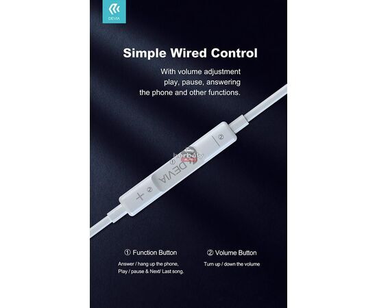Devia sztereó felvevős headset USB Type-C csatlakozóval - Devia Smart Series In-Ear Wired Earphone with Type-C (Digital) - fehér