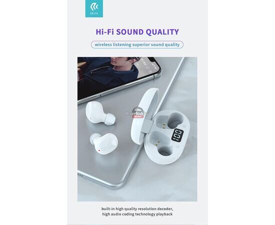 Devia TWS Bluetooth sztereó headset v5.0 + töltőtok - Devia Joy A6 Series True Wireless Earphones with Charging Case - fekete