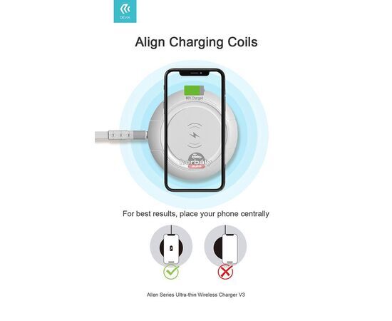 Devia Qi univerzális vezeték nélküli töltő állomás - 15W - Devia Allen Series V3Ultra-Thin Wireless Charger - fekete