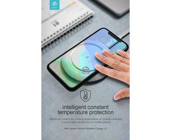 Devia Qi univerzális vezeték nélküli töltő állomás - 15W - Devia Allen Series V3Ultra-Thin Wireless Charger - fekete