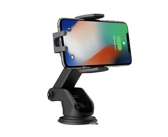 Devia szellőzőrácsba illeszthető / műszerfalra ragasztható vezeték nélküli autóstöltő/tartó - 5V/2A - Devia Navigation Wireless Charger Car Mount - 10W - Qi szabványos - fekete