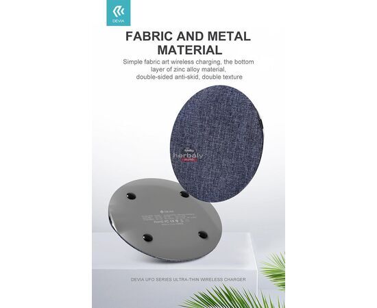 Devia Qi univerzális vezeték nélküli töltő állomás - 15W - Devia UFO Series Ultra Thin Wireless Charger - szürke