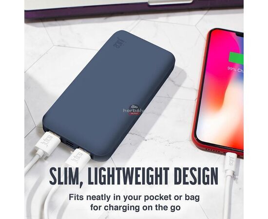 Univerzális hordozható, asztali akkumulátor töltő - Juice ECO 3 Power Bank - 2xUSB +Type-C - 10.000 mAh - sötétkék