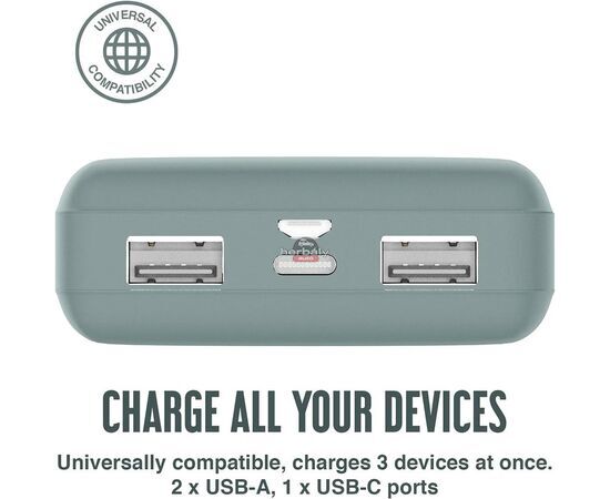 Univerzális hordozható, asztali akkumulátor töltő - Juice ECO 3 Power Bank - 2xUSB +Type-C - 10.000 mAh - éjfekete zöld