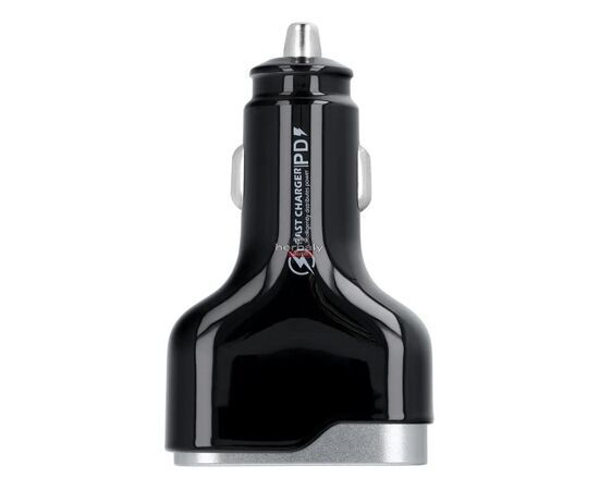 Quad szivargyújtó töltő adapter 2xUSB + 2xType-C bemenettel - 66W - Quad CC53-2A2C Car Charger PD 66W + QC 3.0 - fekete