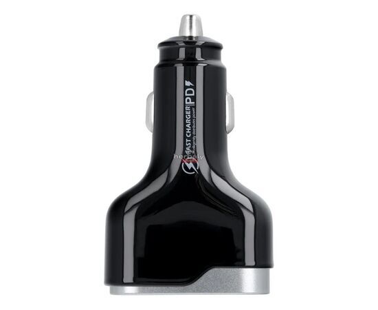 Quad szivargyújtó töltő adapter USB + Type-C bemenettel - 83W - Quad CC53-1A1C Car Charger PD 65W + QC 3.0 - fekete