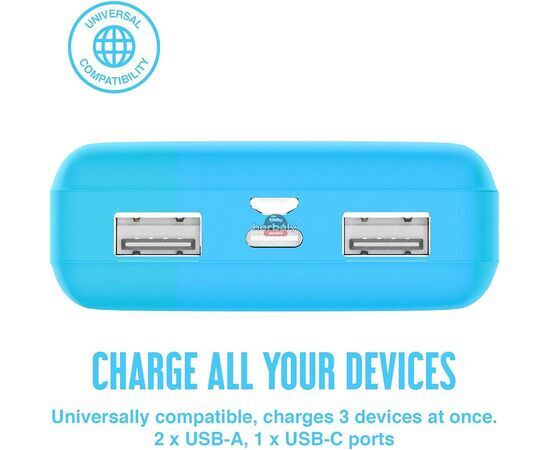 Univerzális hordozható, asztali akkumulátor töltő - Juice ECO 3 Power Bank - 2xUSB +Type-C - 10.000 mAh - világos kék