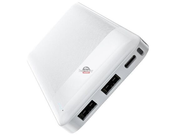 Univerzális hordozható, asztali akkumulátor töltő - HOCO J72 Power Bank - 2xUSB + Type-C + micro USB - 10.000 mAh - fehér