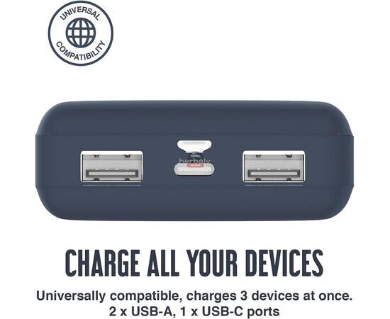 Univerzális hordozható, asztali akkumulátor töltő - Juice ECO 3 Power Bank - 2xUSB +Type-C - 10.000 mAh - sötétkék