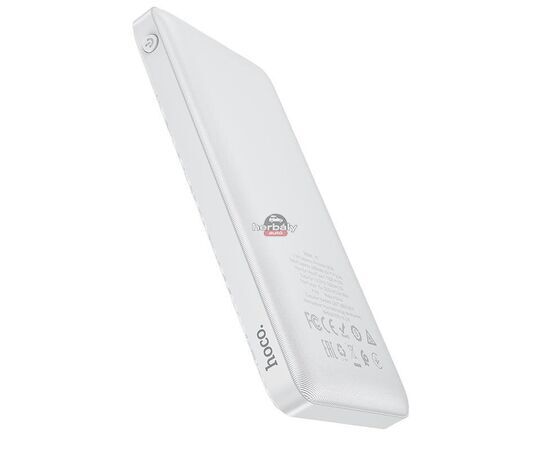 Univerzális hordozható, asztali akkumulátor töltő - HOCO J72 Power Bank - 2xUSB + Type-C + micro USB - 10.000 mAh - fehér