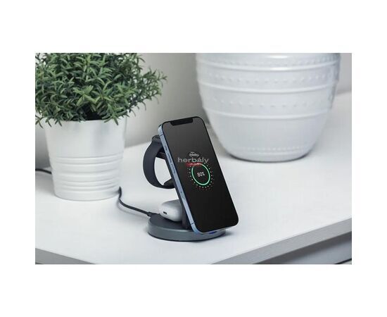 Forcell Qi univerzális vezeték nélküli töltő állomás - 15W - Forcell Solid Magsafe 3in1 Wireless Charger for iPhone + iWatch + AirPods - fekete