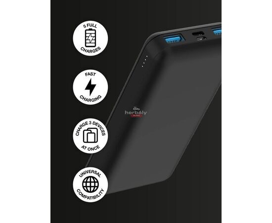 Univerzális hordozható, asztali akkumulátor töltő - Juice ECO 5 Power Bank - 2xUSB + Type-C - 15.000 mAh - fekete