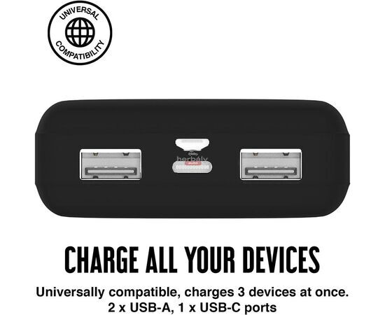 Univerzális hordozható, asztali akkumulátor töltő - Juice ECO 3 Power Bank - 2xUSB + Type-C - 10.000 mAh - fekete