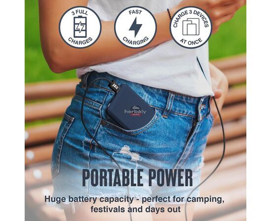 Univerzális hordozható, asztali akkumulátor töltő - Juice ECO 3 Power Bank - 2xUSB +Type-C - 10.000 mAh - sötétkék