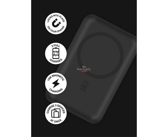 Univerzális hordozható, asztali akkumulátor töltő - Juice ECO 3 MagTec Power Bank - USB + Type-C - 10.000 mAh - fekete