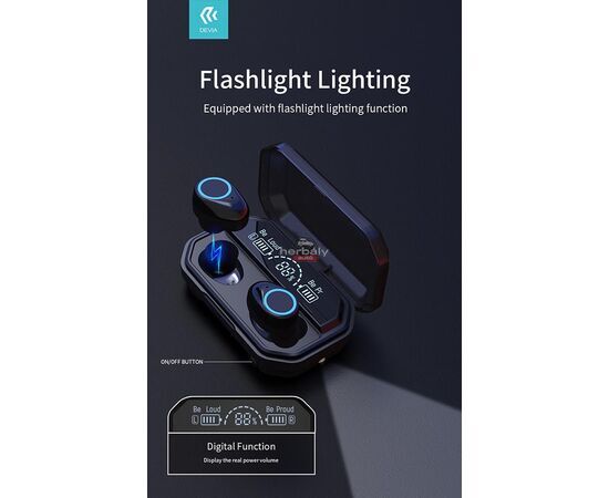 Devia TWS Bluetooth sztereó headset v5.1 + töltőtok - Devia Joy A12 Series True Wireless Earphones with Charging Case - fekete