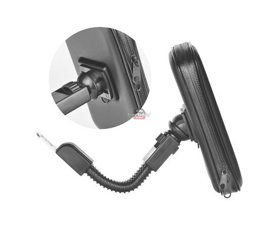 Univerzális kerékpárra/motorkerékpárra szerelhető, por- és cseppálló telefontartó 6.4-8'' méretű készülékekhez - fekete