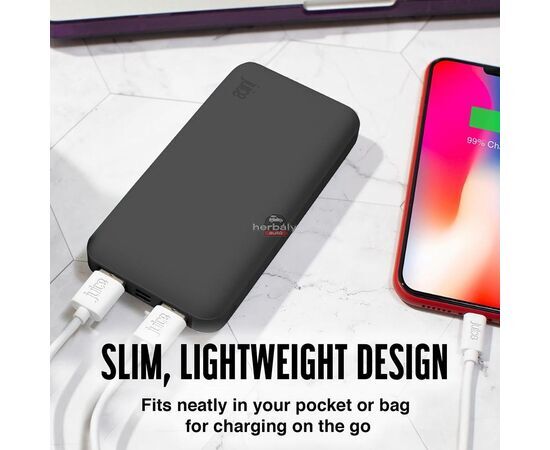 Univerzális hordozható, asztali akkumulátor töltő - Juice ECO 3 Power Bank - 2xUSB + Type-C - 10.000 mAh - fekete