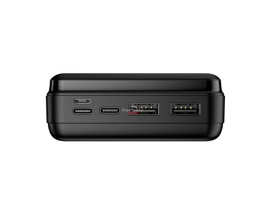Maxlife univerzális hordozható, asztali akkumulátor töltő - Maxlife MXPB-01 Power Bank - 2xUSB + microUSB + Type-C + Lightning - 30.000 mAh - fekete