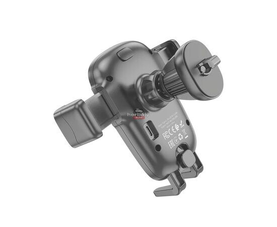 HOCO szellőzőrácsba illeszthető vezeték nélküli autós tartó/gyorstöltő - 15 W - HOCO HW1 Wireless Fast Charge Car Holder - fekete