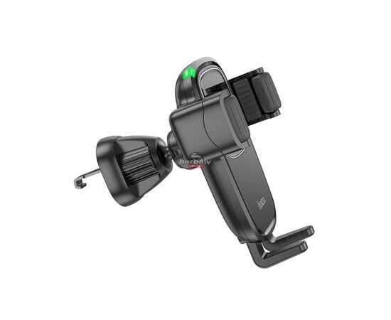 HOCO szellőzőrácsba illeszthető vezeték nélküli autós tartó/gyorstöltő - 15 W - HOCO HW1 Wireless Fast Charge Car Holder - fekete
