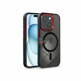 Apple iPhone 15 Plus szilikon hátlap - Edge Mag Cover - fekete/piros/átlátszó
